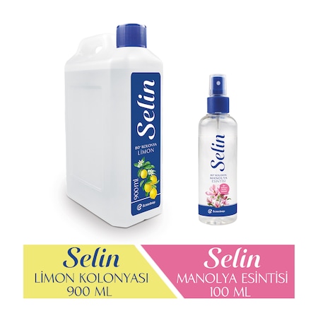 Selin Limon Kolonyası 900 ML + Manolya Esintisi Sprey Kolonya 100 ML