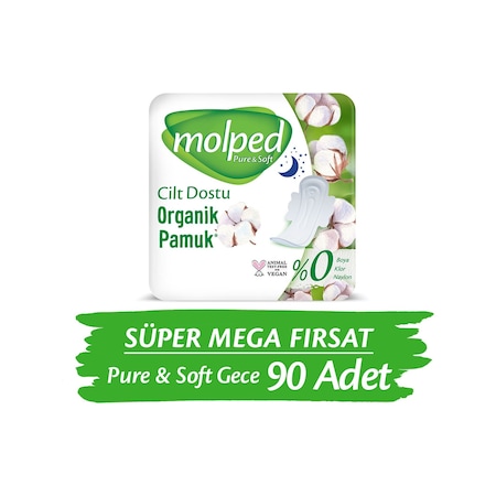 Molped Pure & Soft Gece Hijyenik Ped Süper Mega Paket 90 Adet