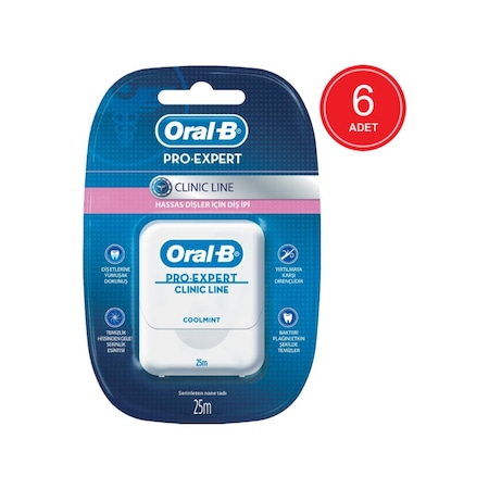 Oral-B Pro-Expert Clinic Line Hassas Dişler İçin Nane Aromalı Diş İpi 25 M x 6 Paket