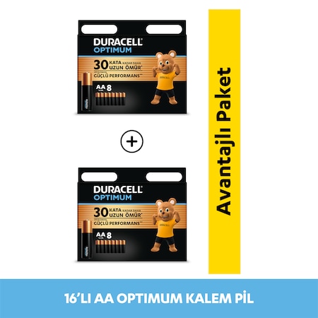 Duracell Optimum LR6/MN1500 1.5 V AA Alkalin Pil 16’lı Paket