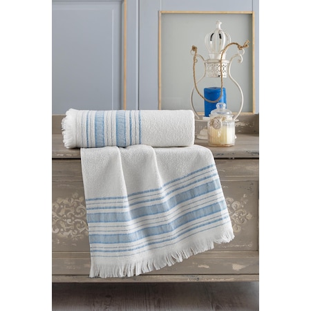 Zeynep Tekstil Trendy Banyo Havlu Seti 70 x 140 + 50 x 90 Mavi