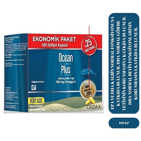 Ocean Plus Balık Yağı Omega3 1200 Mg 100 Softjel Kapsül Ekonomik Paket