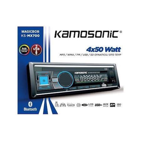 Ks-mx700 Kamosonc Oto Teyp Çift Usb Aux Sd Bluetooth