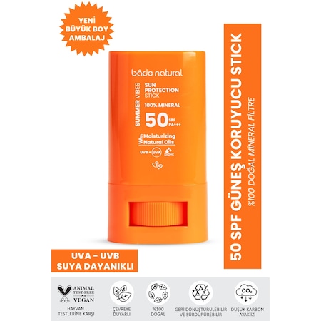 Bade Natural Mineral Filtreli ve Yüksek Koruyucu Doğal Stick Güneş Kremi SPF50 16 G