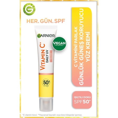 Garnier Vitamin C Daily Uv Glow Günlük Koruyucu Yüz Güneş Kremi SPF50+ 40 ML