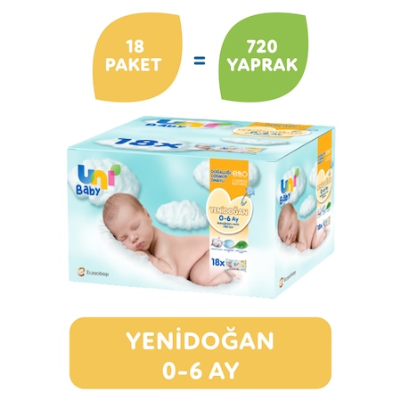 Uni Baby Yenidoğan Islak Havlu Mendil 18 x 40'lı