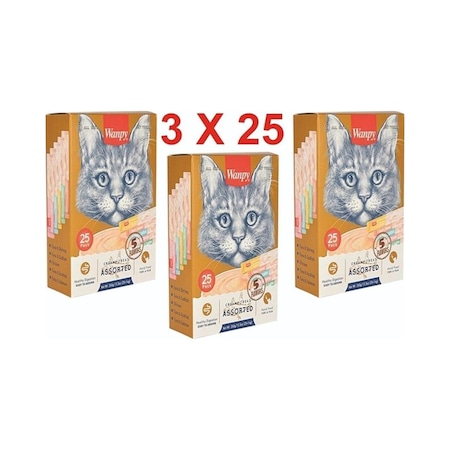 Wanpy Karışık Yetişkin Kedi Sıvı Ödül Çubuğu 3'lü 25 x 14 G