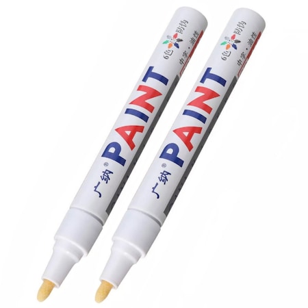 Oto Lastik Yazı Kalemi 2'li Set Beyaz - Beyaz Lastik Boya Kalemi Yazı Renklendirme Kalemi