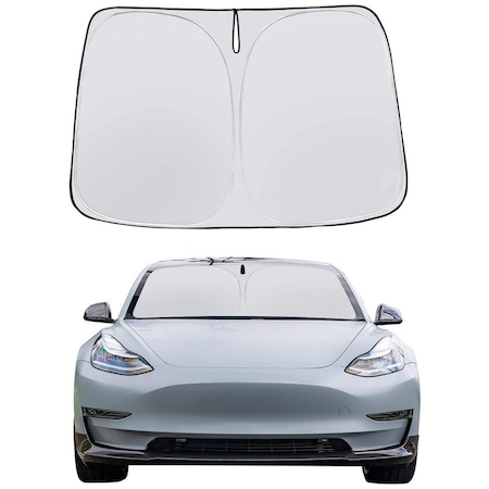 Tcherchi Tesla Y Model Uyumlu Katlanabilir Araba Ön Cam Güneş Koruyucu Perde - 145x80cm