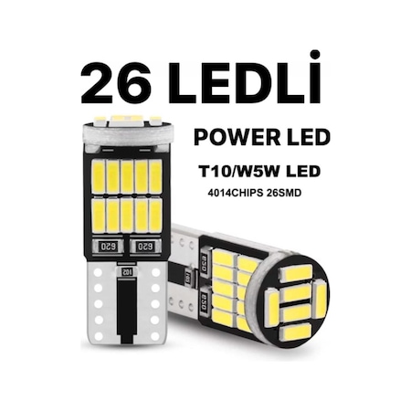 Sisa T10 Led 26 Ledli W5W Metal Ultra Power Park Plaka Tavan Ampulü 10 Adet