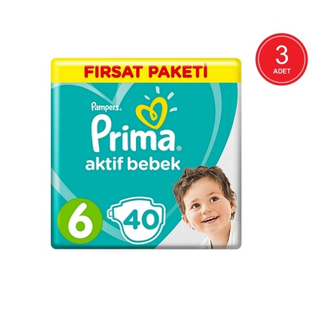 Prima Pampers Fırsat Paketi Extra Large Bebek Bezi 13-18 KG 6 Beden 3 x 40 Adet