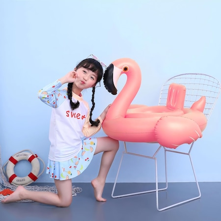 Ayak Geçmeli Flatör Tutunmalı Büyük Boy Şişme Flamingo Simit 80 Cm.