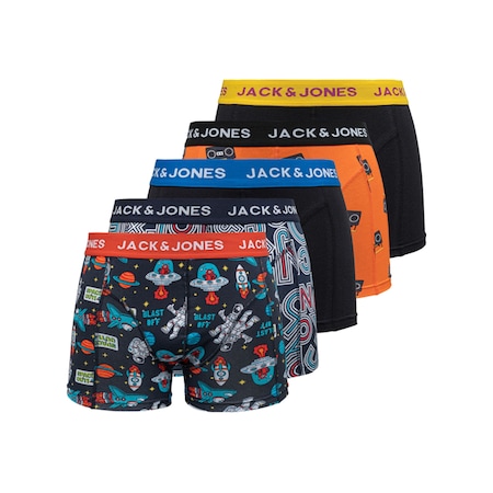 Jack & Jones Tyler 12250111 Baskılı Erkek Boxer 5'li Paket Lacivert