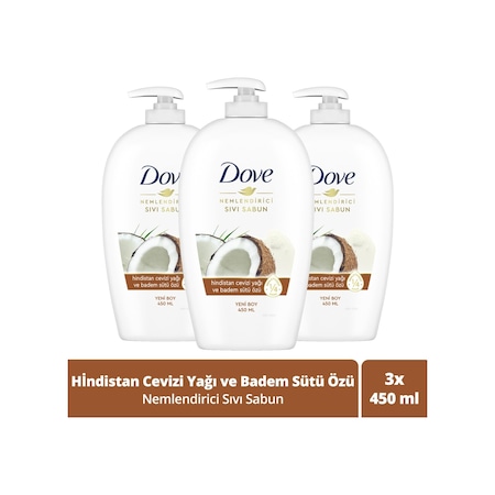 Dove Hindistan Cevizi Yağı ve Badem Sütü Özü Sıvı Sabun 3 x 450 ML