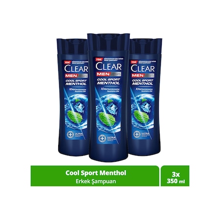 Clear Men Cool Sport Menthol Kepeğe Karşı Etkili Şampuan 3 x 350 ML