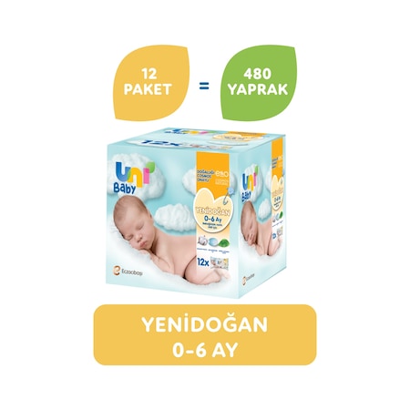 Uni Baby Yenidoğan Islak Havlu Mendil 12 x 40'lı