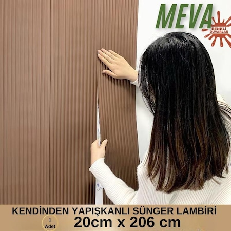 20cm X 206cm Kendinden Yapışkanlı Sünger Meva Duvar Lambirisi Kahverengi Salon Ofis Kaplama Paneli