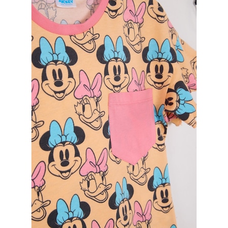 Supermino Minnie Mouse Lisanslı Kız Çocuk 2'li Takım Mn21803-somon