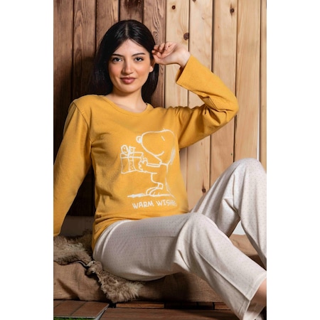 Sude Homewear M952 Penye Kadın Pijama Takımı Sarı