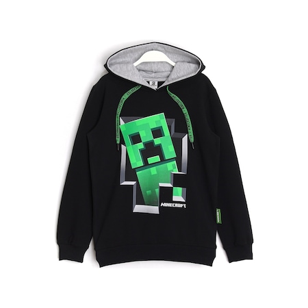 Minecraft Creeper Desenli Kapüşonlu Erkek Çocuk Hoodie 5 - 13 Yaş