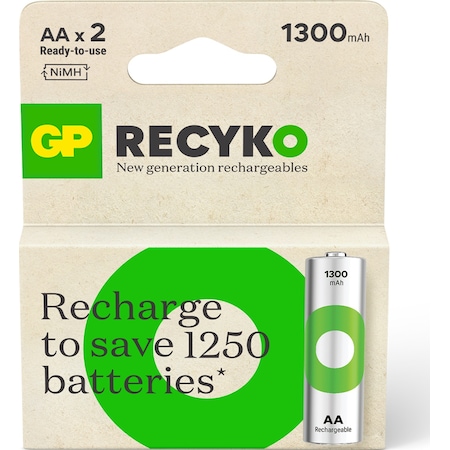 GP ReCyko 130AAHC 1300 Serisi 1300 mAh AA Ni-MH Şarj Edilebilir Kalem Pil 2'li