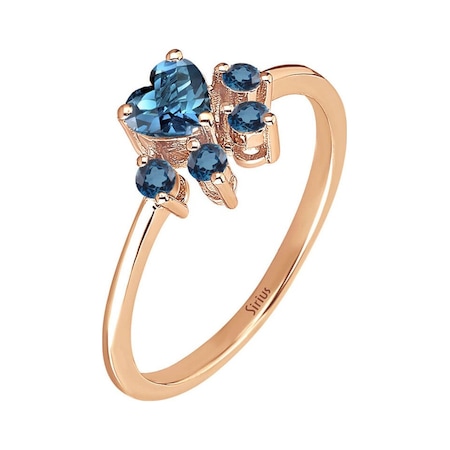 Sirius London Blue Topaz Taşlı Kedi Patisi Yüzük 0802R0031