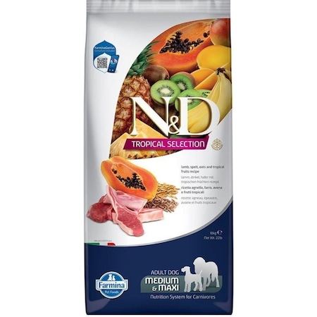 N&D Tropical Selection Düşük Tahıllı Kuzulu Tropikal Meyveli Orta Büyük Irk Yetişkin Köpek Maması 10 KG