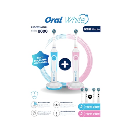 Oral White Professional Series 8000 Şarjlı Diş Fırçası İkili Set