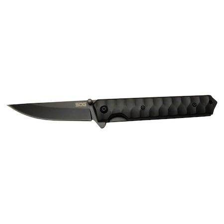 Sog Kendo 4010 Bk Siyah Kamp Çakı 21cm - Yarı Otomatik, Metal Sap, Kılıflı, Kemerlikli