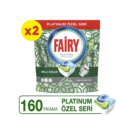 Fairy Platinum Yeşil 160'lı (80 x 2 ) Bulaşık Makinası Deterjanı Tableti - Kapsülü