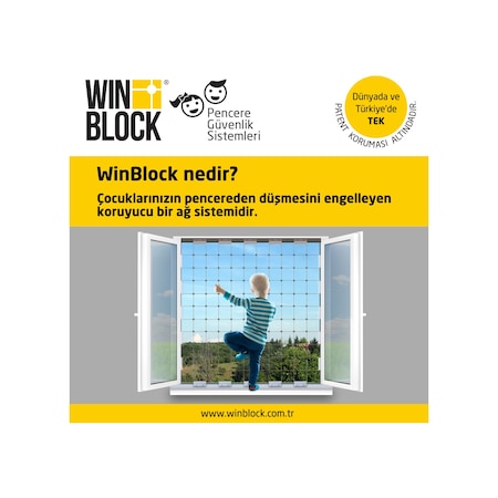 ORTA BOY - WINBLOCK Çocuklar için Pencere Çelik Güvenlik Ağı – Ye