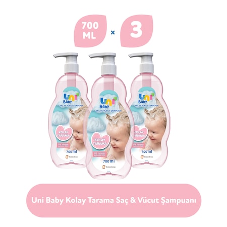 Uni Baby Kolay Tarama Saç ve Vücut Şampuanı 3 x 700 ML