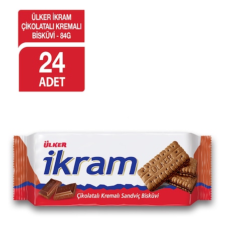Ülker İkram Kremalı Bisküvi Çikolatalı 24 x 84 G