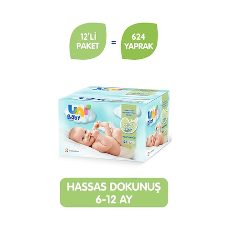 Uni Baby Hassas Dokunuş Islak Mendil 12'li 624 Yaprak