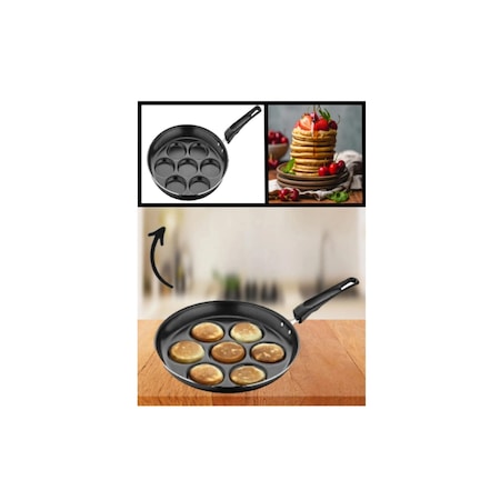 Papilla Sabit Saplı Pankek Tava - 7 Gözlü Kahvaltı Pancake Tavası