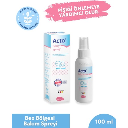 Acto Baby Spray 100 Ml Bebekler İçin Koruyucu Pişik Spreyi B