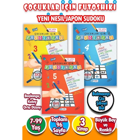 Çocuklar İçin Zeka Geliştiren&dikkat Güçlendiren Futoshiki 3lü Set - Yeni Nesil Japon Sudoku 7/99 Yaş