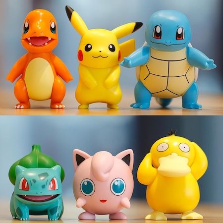 Pokemon Go Anime Pikachu Charmander Bulbasaur Squirtle Jigglypuff Psyduck 6'lı Figür Oyuncak Seti