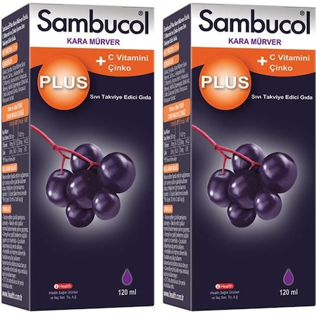 Sambucol Plus Kara Mürver Özütü C Vitamini Çinko 120 Ml 2 Adet