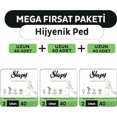 Sleepy Natural Ultra Hassas Uzun Hijyenik Ped 3 x 40'lı