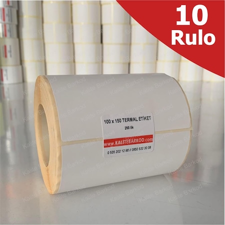 Termal Etiket 100X150 - Barkod Etiketi 10 Rulo 2500