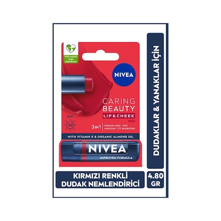 Nivea 3'ü 1 Arada Nemlendirici Dudak Bakım Kremi Red 4.8 G