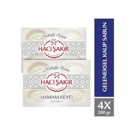 Hacı Şakir Hamam Keyfi Saf Geleneksel Beyaz Sabun 4 x 200 G 2'li