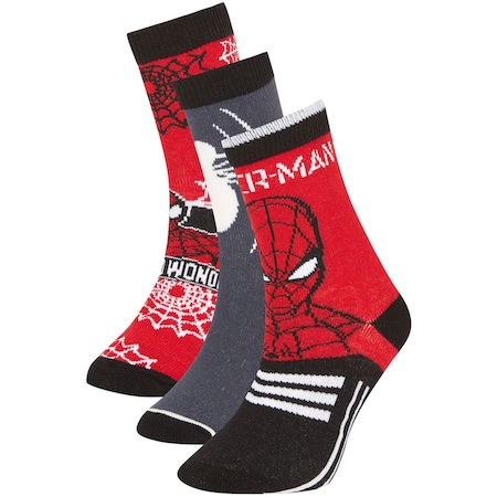 Defacto Erkek Çocuk Marvel Spiderman 3lü Pamuklu Uzun Çorap A6339a8nskr1