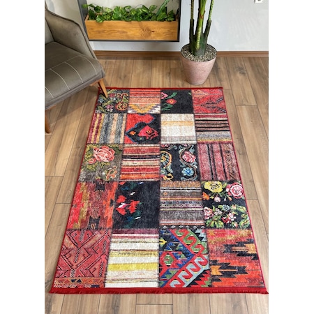 Kaymaz Yolluk Dokuma Taban Patchwork Kilim Makinada Yıkanabilir Halı