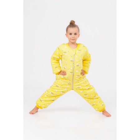 Kız Erkek Çocuk Kalın Elyaf Dolgulu Premium Kalite 2.5 Tog Desenli Uyku Tulumu-sarı-gri