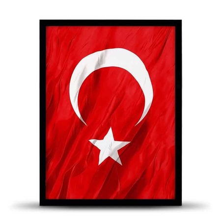 Türk Bayrağı 30x40 Büyük Boy Siyah Renk Çerçeve