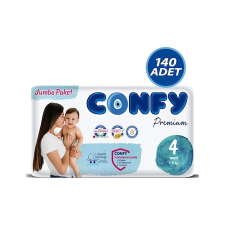 Confy Premium Bebek Bezi 4 Numara Maxi 7 - 14 Kg 140 Adet