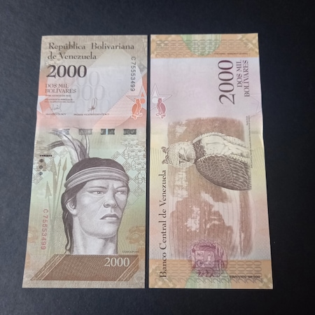 Venezuela 2000 Bolivar Çil Eski Yabancı Kağıt Para