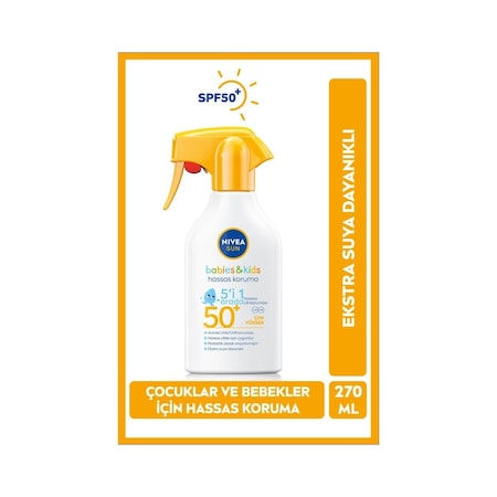 Nivea Baby Suya Dayanıklı Hassas Güneş Koruması SPF50 Bebek ve Çocuklar İçin Güneş Spreyi 270 ML